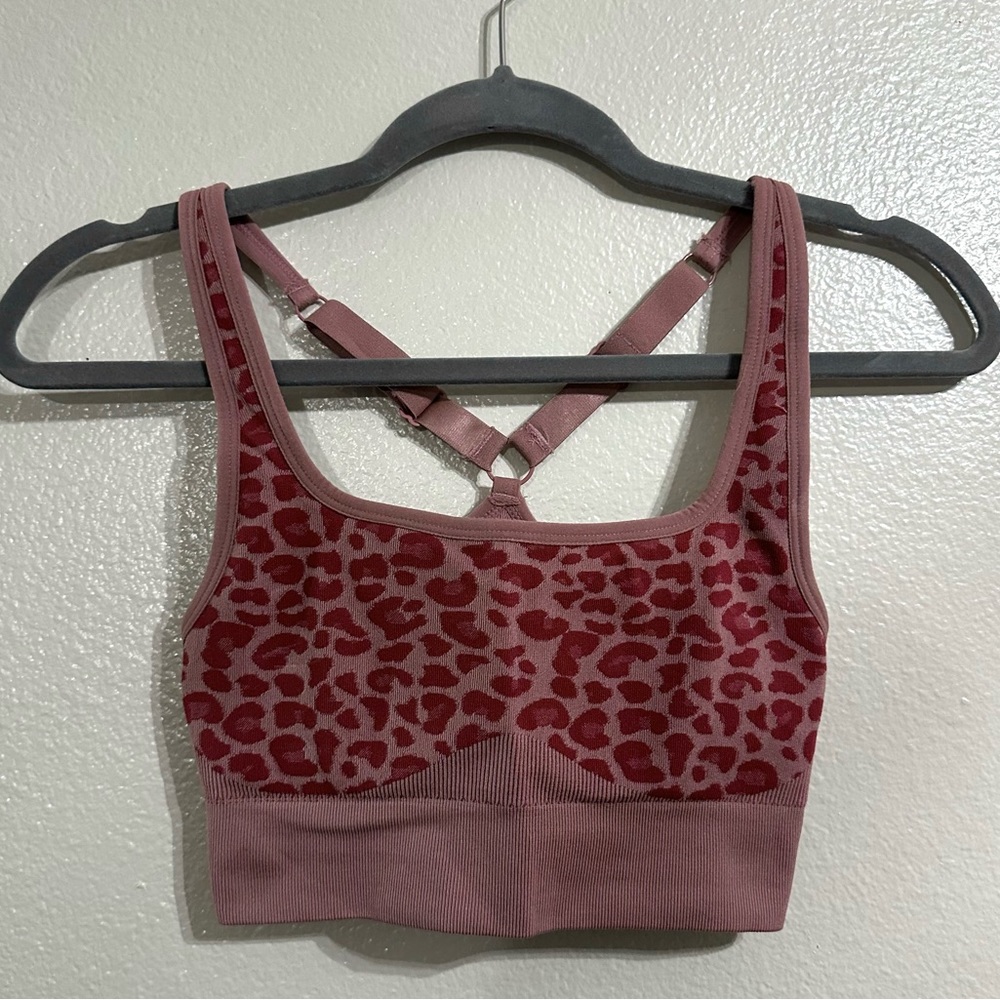 Fabletics Pink Leopard Sports Bra